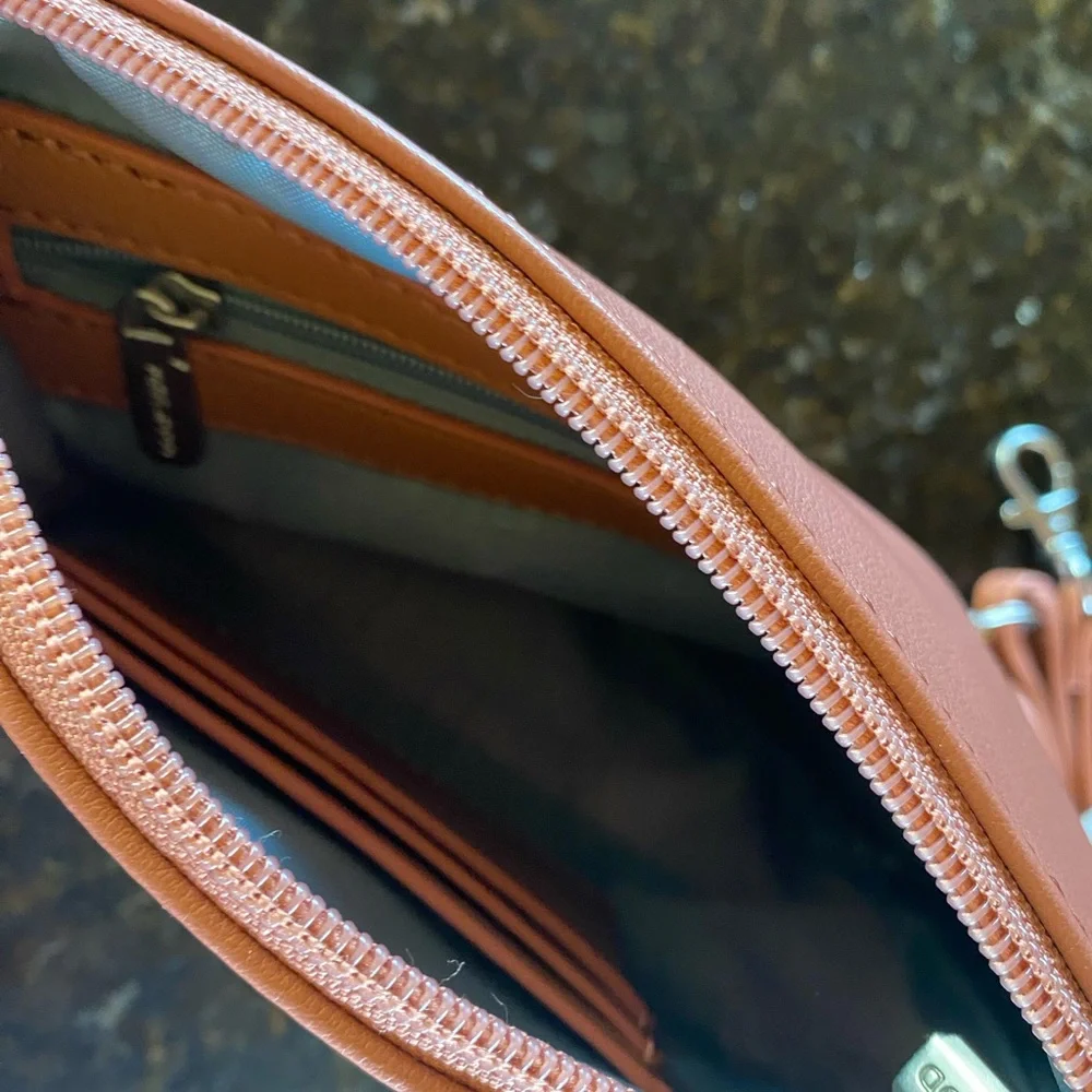 Dusty Rose pink cork clutch or shoulder purse with wristlet and long straps